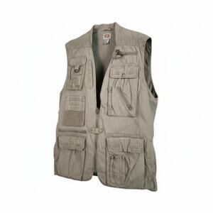 Vintage Banana Republic Vest Beige Safari Fishing Photographer Hiking Tactical